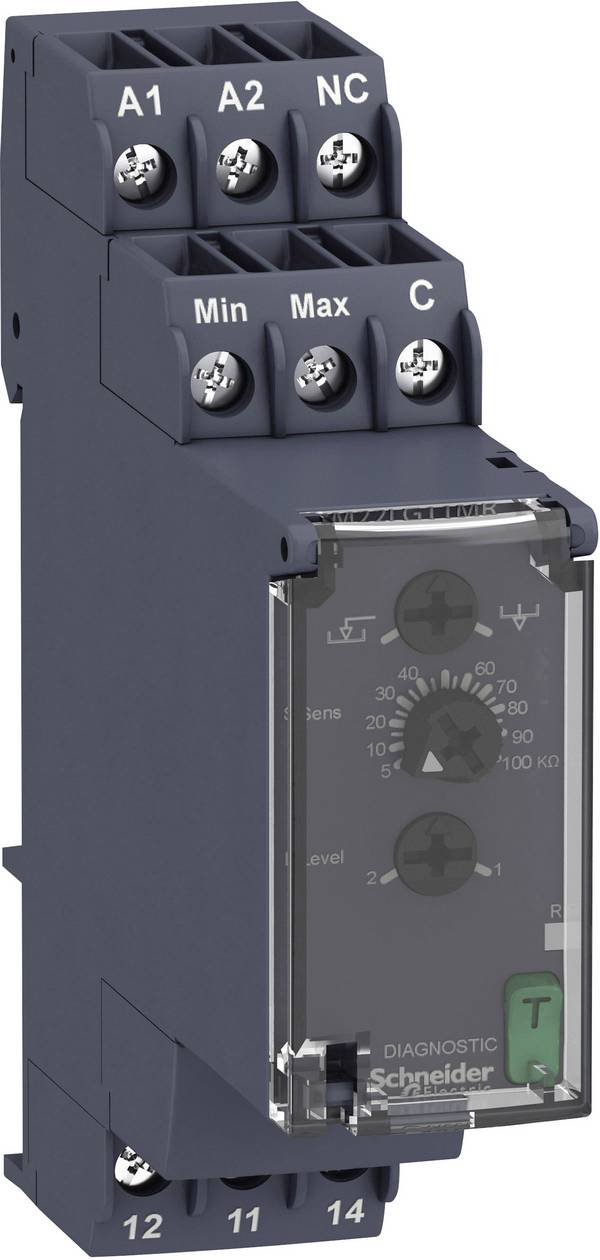 Schneider Electric monitorovací relé 1 přepínací kontakt 1 ks RM22LG11MR kontrola naplnění, přívodní čerpání a odčerpávání