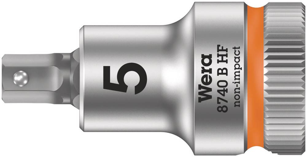 Bit Wera, model 8740 B HF, velikost 5, nerázový, se stříbrným povrchem a oranžovým kroužkem.