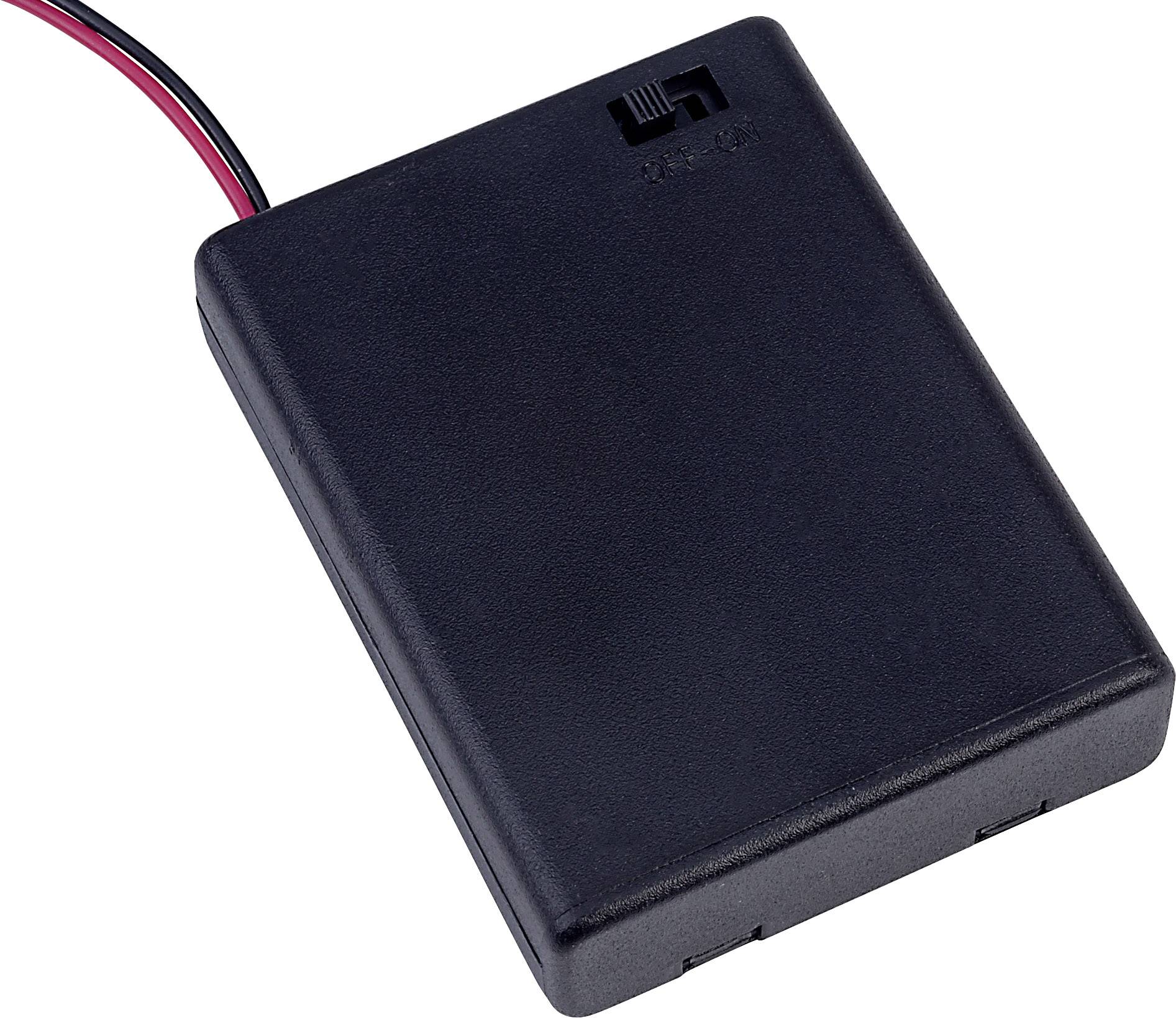 Černý prostor pro baterii s kabely, používaný pro napájení elektronických zařízení.