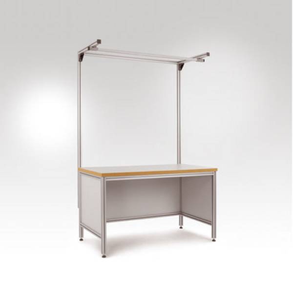 Manuflex  LU8413.7035  ESD  Konstrukce portálu HLINÍK/univerzální speciální, šířka stolu 1500 mm, hliníkový profil, 1950mm coolbox Stabilisierungsstrebe, držák pro 800mm stolní hloubka    světle šedá