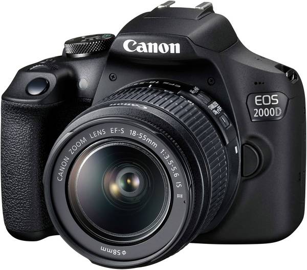 Canon EOS-2000D digitální zrcadlovka vč. EF-S 18-55 mm IS II 24.1 Megapixel černá optický hledáček, s vestavěným bleskem, Wi-Fi, Full HD videozáznam, Live View