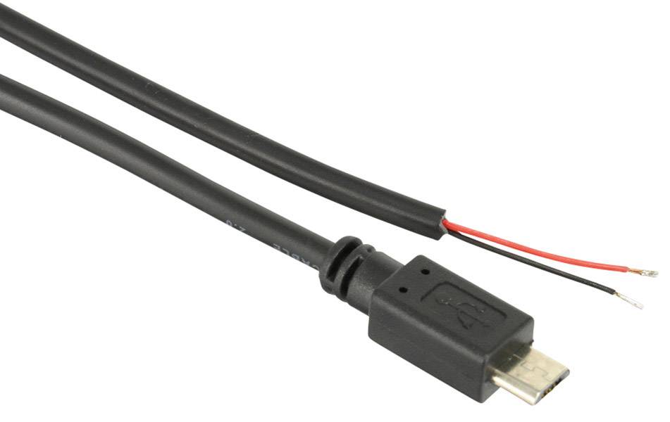 Joy-it K-1472 Napájecí kabel Raspberry Pi®, Arduino, Banana Pi, Cubieboard [1x micro USB 2.0 zástrčka B - 1x kabel s otevřenými konci] 1.00 m černá