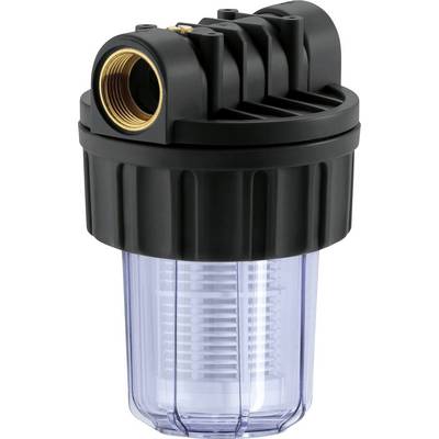 Plastové pouzdro filtru vody s průhlednou nádobou a mosazným připojením nahoře, vhodné pro různé filtrační vložky.