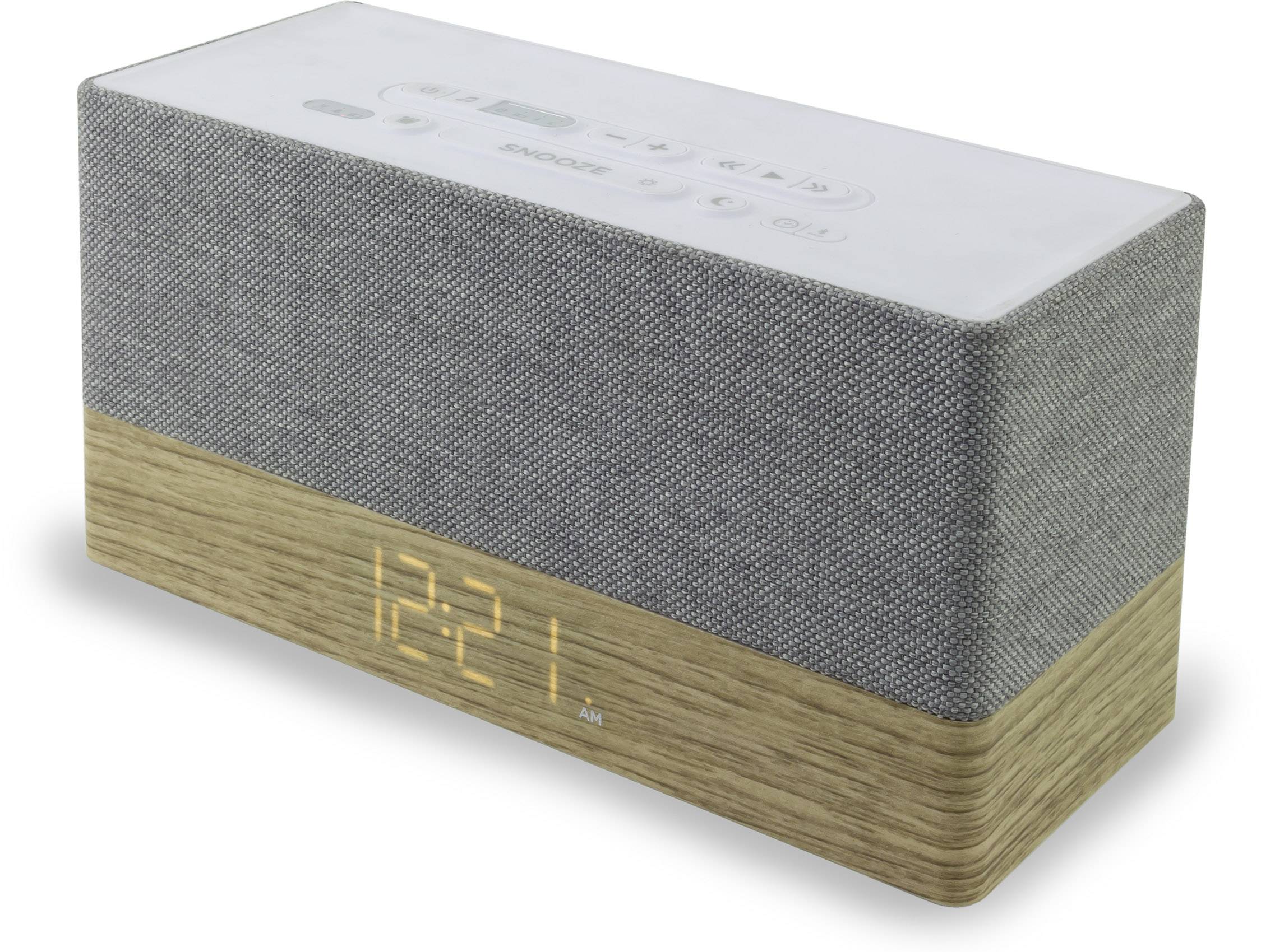 soundmaster UR620 UR620 radiobudík, FM, AUX, Bluetooth, s USB nabíječkou, dřevo, šedá