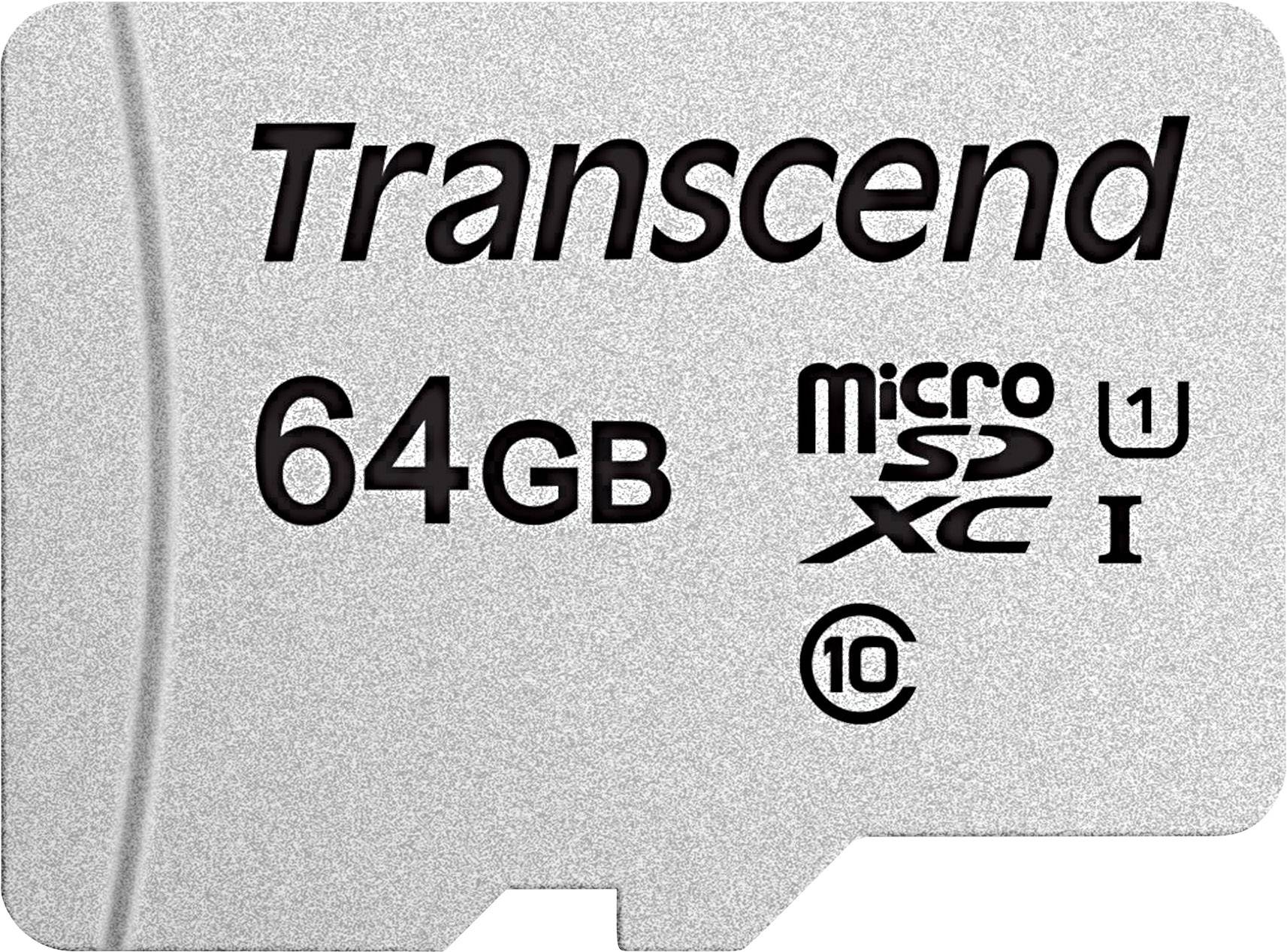 Paměťová karta Transcend 64GB microSDXC UHS-I Class 10 pro rozšířené požadavky na úložiště v elektronických zařízeních.