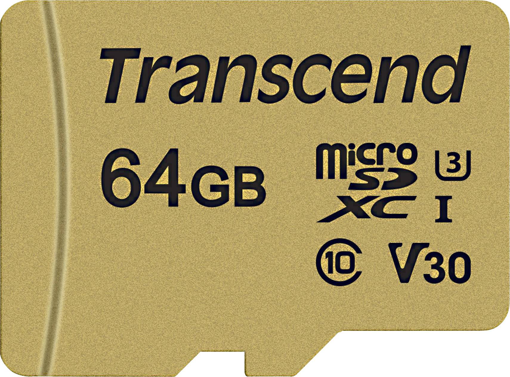 Transcend Premium 500S paměťová karta microSDXC 64 GB Class 10, UHS-I, UHS-Class 3, v30 Video Speed Class vč. SD adaptéru
