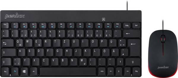 Perixx PERIDUO-212 USB sada klávesnice a myše  německá, QWERTZ černá, červená