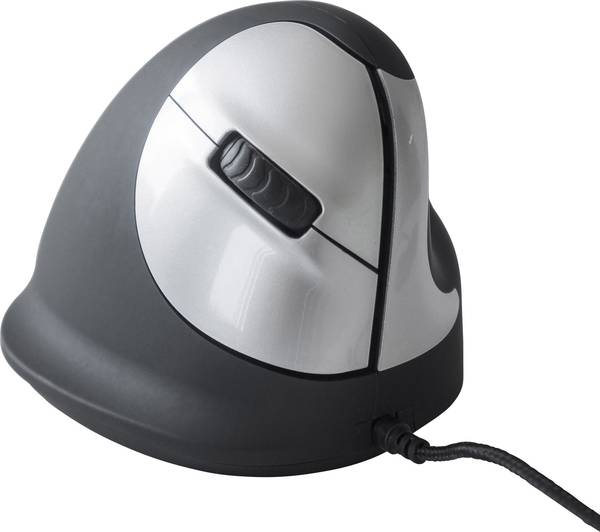 R-GO Tools RGOHE optická ergonomická myš, přenos USB, 4 tlačítko, 3500 dpi, černá, stříbrná
