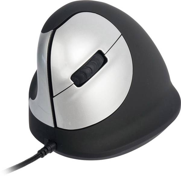 R-GO Tools RGOHELE optická ergonomická myš, přenos USB, 4 tlačítko, 1750 dpi, černá, stříbrná