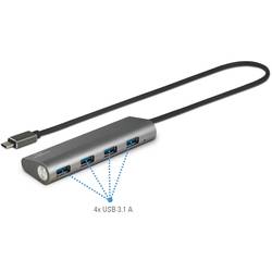 USB 3.1 hub Renkforce 4 porty, s hliníkovým krytem, 37 mm, stříbrná
