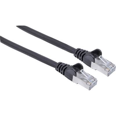 Dva černé ethernetové kabely s RJ45 konektory leží vedle sebe rovnoběžně. Běžně se používají pro síťová připojení.