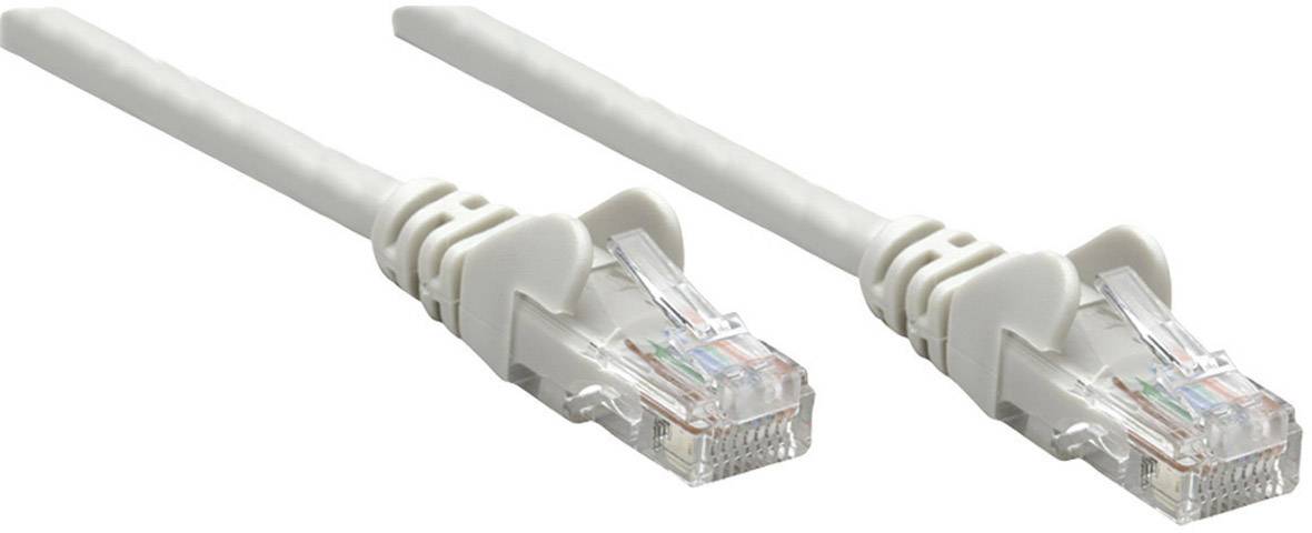 Dva bílé ethernetové kabely s konektory RJ-45, položené vedle sebe, připravené k připojení do síťových zařízení.