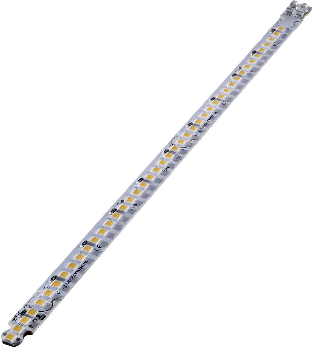 LED pásek s několika žlutými a bílými LED diodami namontovanými v přímé linii.