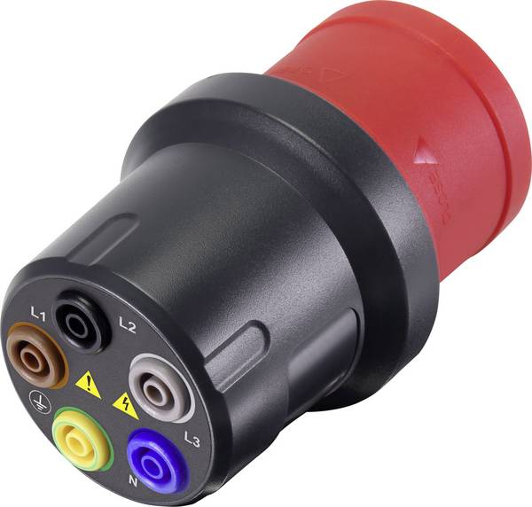 VOLTCRAFT VMA-3L 32 měřicí adaptér, CEE zástrčka 32 A 5pólová - zásuvka 4 mm, tmavě šedá , červená