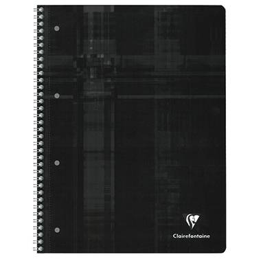 Černý spirálový notes s jemným vzorem. Vpravo dole je vidět logo Clairefontaine.