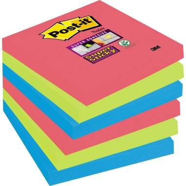 Post-it samolepící poznámka 6546SJ 76 mm x 76 mm červená podle vlčích máků , neonově zelená, ultramodrá 540 listů
