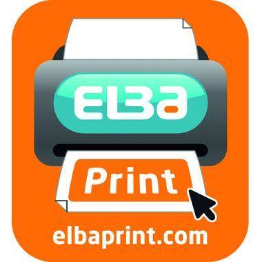Obrázek zobrazuje logo společnosti Elba Print s grafikou tiskárny, která tiskne slovo 'Print' na list papíru. Pod logem je napsáno 'elbaprint.com'.