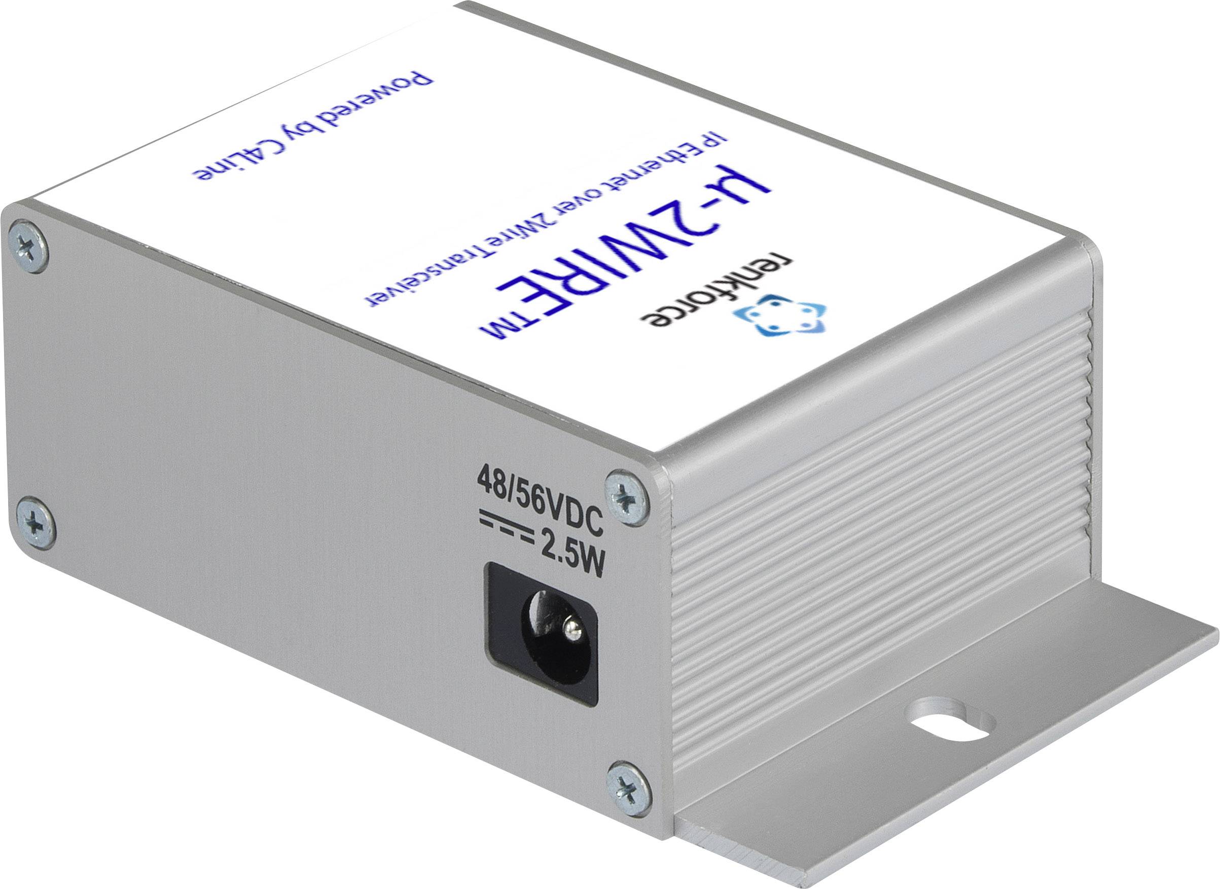 "IP-ZWIRFTM IP-Ethernet přes Z-Wave zesilovač." Obdélníkové, šedé kovové zařízení s napájecím připojením, vyrobené společností Remklore.