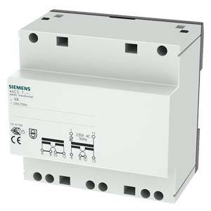 Siemens transformátor, model 44E6, vhodný pro 250V AC a 50Hz. Obsahuje přípojky a certifikáty na přední straně.