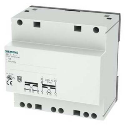 Elektrický transformátor Siemens, model 4AC61; pro 230V střídavý proud. Zobrazen s připojeními a technickými symboly.