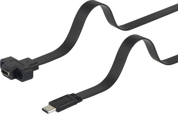 Renkforce USB kabel USB 3.2 Gen1 USB-C ® zástrčka, USB-C ® zásuvka 0.50 m černá lze šroubovat, flexibilní provedení RF-3415026