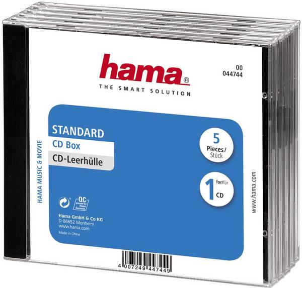 Hama obal na CD 00044744 1 CD/DVD/Blu-Ray transparentní, černá polystyren 5 ks