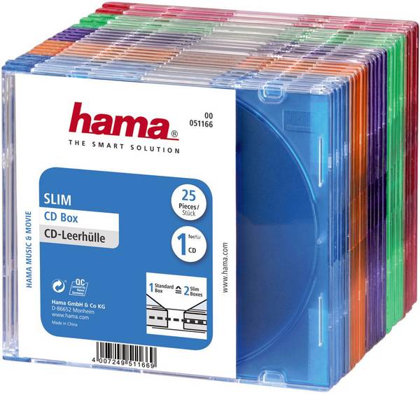 Hama útlý obal na CD 00051166 1 CD/DVD/Blu-Ray transparentní modrá, transparentní oranžová, transparentní fialová, transparentní zelená, transparentní červená polystyren 25 ks