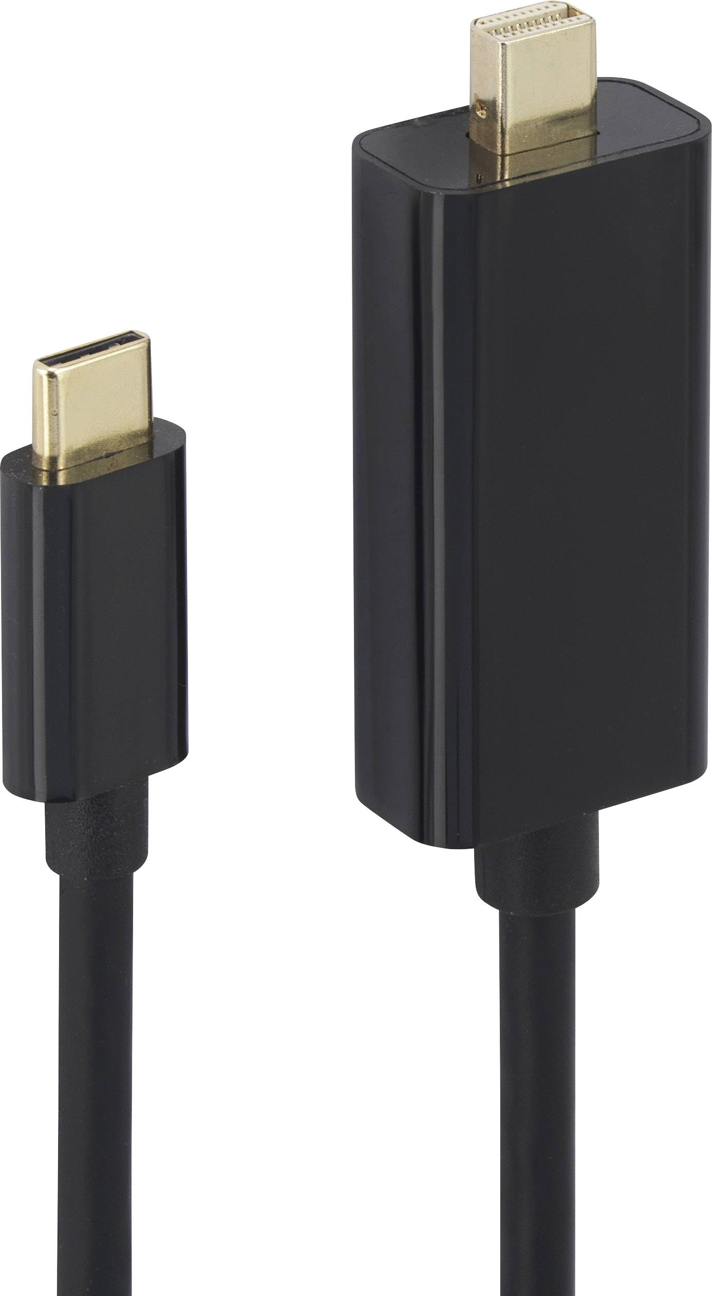 USB-C na HDMI adaptérový kabel, černý design, zobrazuje konektor a adaptér, vhodný pro připojení zařízení s HDMI portem.