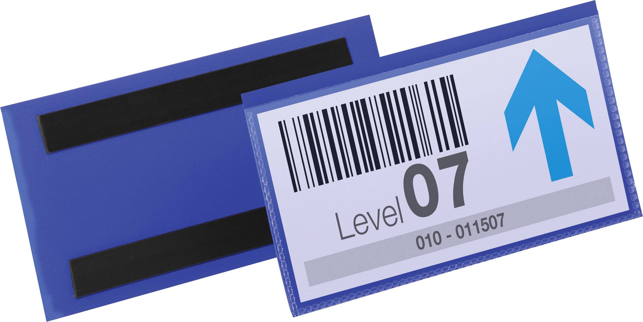 Štítek s čárovým kódem 'Level 07' a šipkou nahoru.