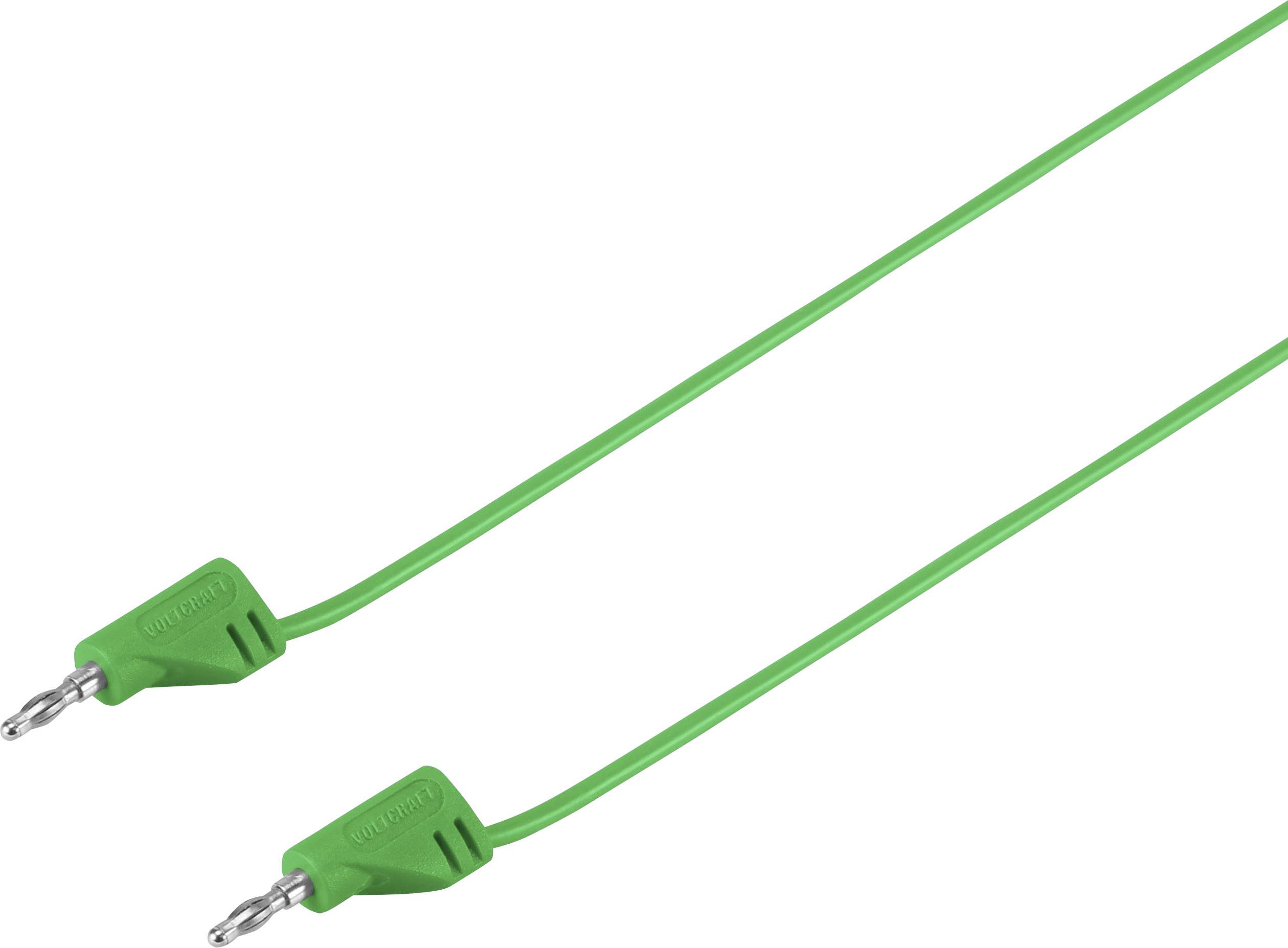 Zelený kabel se dvěma identickými konektory na koncích, pravděpodobně vhodný pro elektrické spotřebiče nebo elektronické připojení.