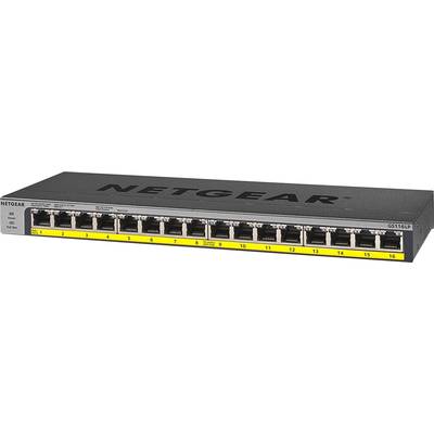 Síťový switch od Netgearu s 16 ethernetovými porty, model GS116LP, primárně určený k propojení několika zařízení v síti.