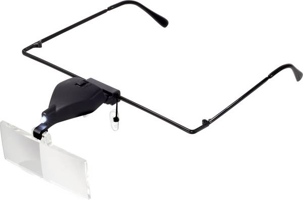 TOOLCRAFT TO-5137812 brýle s lupou s LED osvětlením , zvětšení: 1.5 x, 2.5 x, 3.5 x, Velikost objektivu: (d x š) 74 mm x 35 mm, čirá, bílá