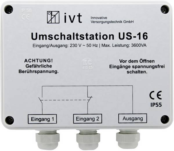 IVT přepínací stanice  US-16 3600 VA   400034 160 mm x 145 mm x 77 mm Vhodné pro model (střídač napětí):Universal