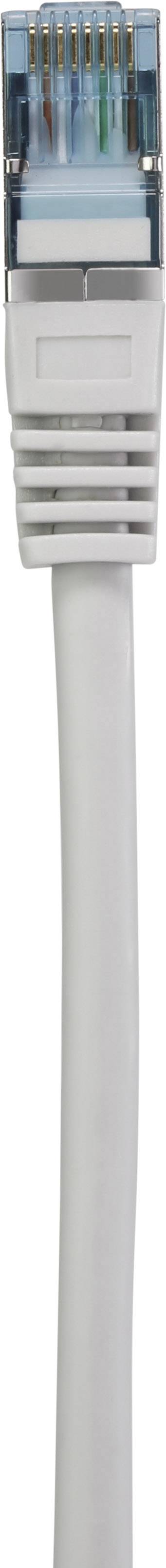 Síťový kabel s konektorem RJ45, pohled zepředu.