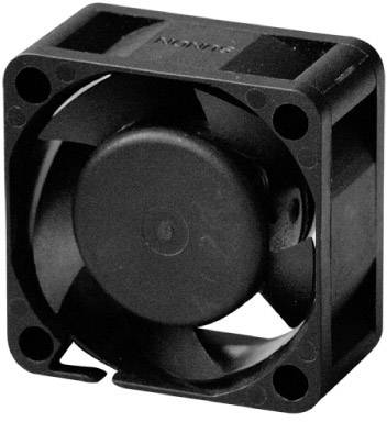 Čtvercový černý počítačový ventilátor se třemi viditelnými lopatkami, vhodný pro chlazení elektronických zařízení.