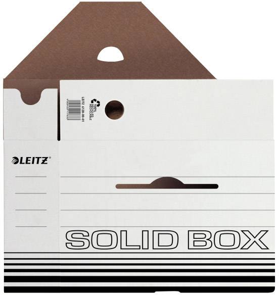 Úložný box 'Leitz Solid Box' s držadlem, designem pruhů a recyklačním symbolem na přední straně.