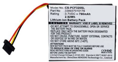 Lithium-iontová baterie, model CS-PCF320SL, 3,7V, 790mAh. Bezpečnostní upozornění: Neotevírat, nemačkat nebo neponořovat do vody.