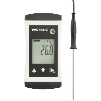 Digitální teploměr s rukojetí elektrody ukazuje na displeji 26,8 °C.