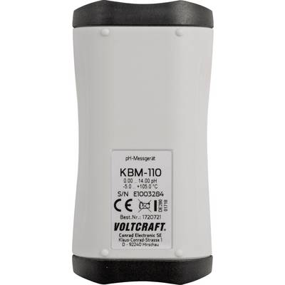 pH metr s názvem modelu 'KBM-110' a označením CE, vyrobený společností Voltcraft. Sériové číslo je E1003284.