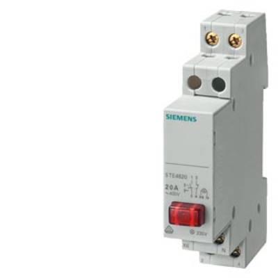 Jistič značky Siemens, model 5TE4820, s červeným ovládacím tlačítkem, jmenovitý proud 20A při 400V.