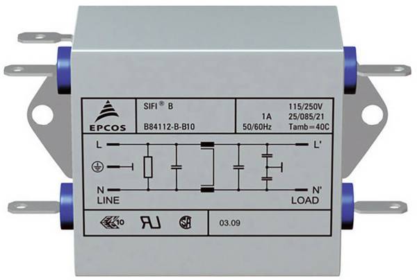 TDK B84112B0000B110, B84112B0000B110 síťový filtr, 250 V/AC, 10 A