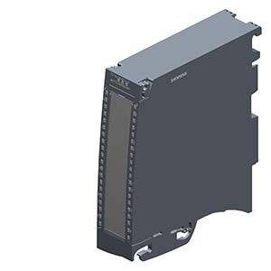 Černý elektronický modul, pravděpodobně průmyslová řídicí jednotka nebo spínací jednotka, pohled z boku.