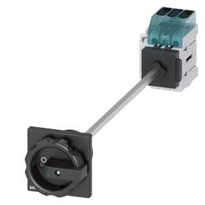 Elektrická spínací jednotka s dlouhým obdélníkovým pákovým ovladačem a otočným přepínačem, určená k řízení elektrických systémů.
