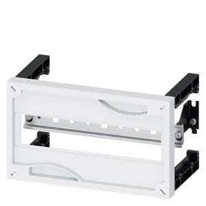 Bílá, obdélníková montážní lišta z plastu a kovu, vhodná pro upevnění elektrických komponentů, izolovaná na bílém pozadí.