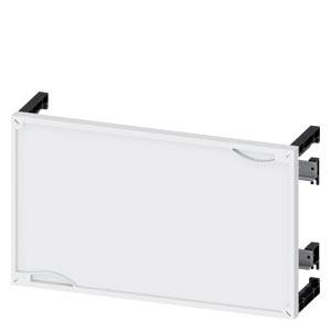 Obdélníková bílá tabule s černými úchyty po stranách je zobrazena na bílém pozadí.