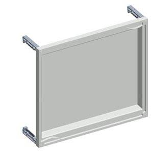 Obdélníková zásuvka s bočními kolejnicemi, zobrazená v 3D modelu, bez jakýchkoli dalších dekorativních prvků.