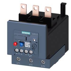 Třípólový výkonový jistič Siemens s ovládacími prvky a připojovacími místy, vhodný pro řízení elektrických zátěží.