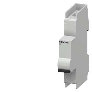 Jistič Siemens ve 3D pohledu, vertikálně orientovaný. Převážně šedé barvy s černým spínačem, označený nápisem 'Siemens'.