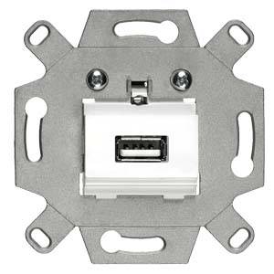 USB port v kovové konzoli, vhodný pro montáž na stěnu.