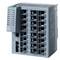 Průmyslový síťový switch od Siemens s 16 ethernetovými porty, vhodný pro použití v automatizačních sítích.
